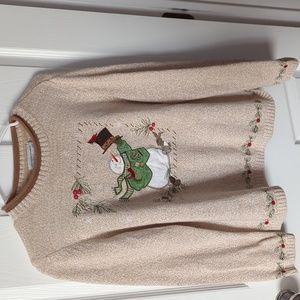 Christopher Banks snowman cardinal sweater